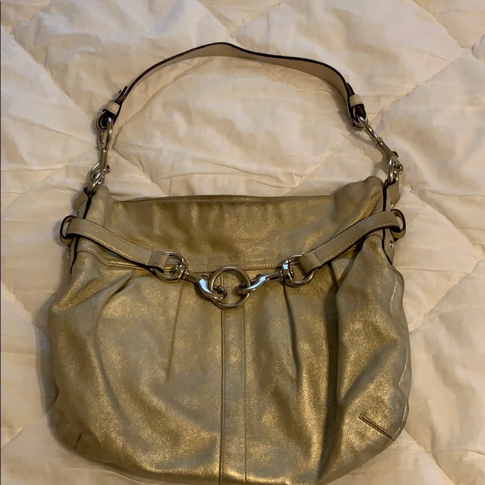 Champagne leather Coach bag